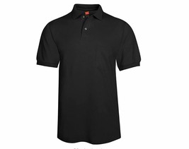 Hanes Golf Tee Men's Polo Shirt Cotton-Blend EcoSmart Jersey Men's Sport Black M - $14.15