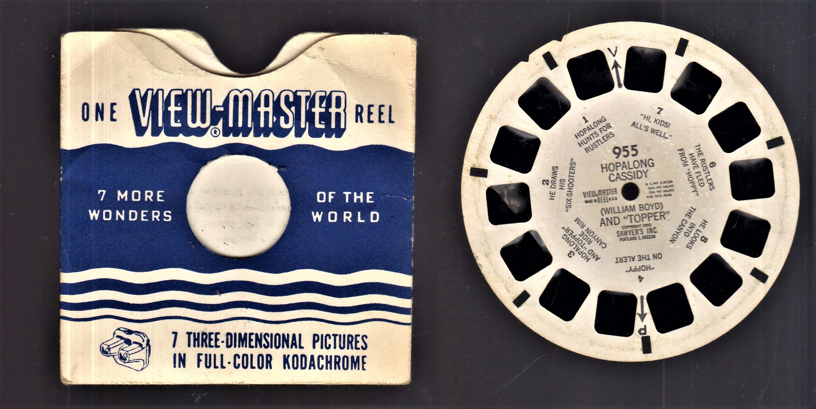 View-Master Reel Sawyers Vintage 1950 Hopalong Cassidy (William Boyd) &amp; ... - $3.50