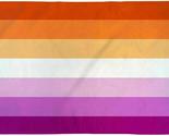Small Lesbian Sunset Rainbow Flag 2x3 ft Lesbian Pride LGBTQ Pink Orange - $4.44