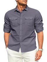 2024 New Men&#39;s Casual Blouse Cotton Shirt Loose Tops Long Sleeve Tee Shirt Sprin - £91.57 GBP