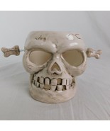 Halloween Skeleton Skull Glass Ceramic Tea Light Candle Holder Home Deco... - $19.35