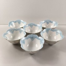 VTG 1971 White Blue Lotus Flower Shaped Bowls Signed P Jacobs Set of 6 I... - £23.35 GBP