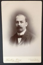 Antique Cabinet Card Balding Moustache Man w/ Bow Tie Hartley Brothers Liverpool - £12.02 GBP