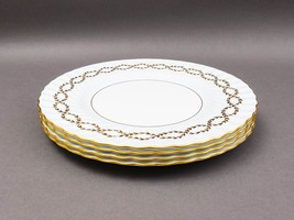 Minton England S600 Gold Laurel Leaf Light Blue 10 5/8&quot; Dinner Plate Set Of 4 - £479.60 GBP