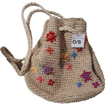 New St John&#39;s Bay Straw Bag Shoulder Backpack Purse Flowers Boho Vaca Tr... - £19.37 GBP