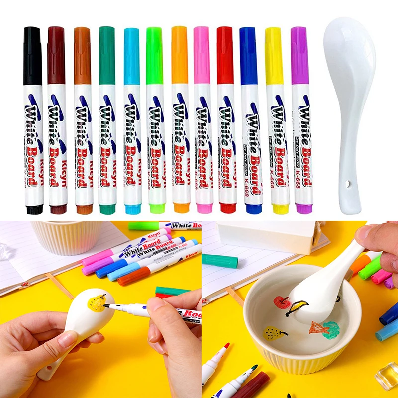 Magical Water Painting Pen Colorful Mark Pen 12 Colors Markers Floating Ink Pen - £9.29 GBP