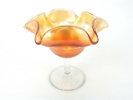 Carnival Glass Compote, Marigold with a Clear Base and Stem Vintage Comp... - $12.69