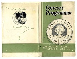 Concert Programme in Aid Seaman&#39;s Charities Canadian Pacific  RMS Montrose 1924 - £18.66 GBP