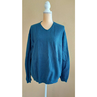 Tommy Bahama Wool Cotton Blend Textured V Neck Sweater - $34.65
