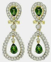 1.82ct Diamond 14k White Gold Peridot Designer Engagement Earrings - £1,192.86 GBP