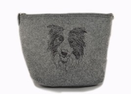 Border Collie 2, Felt, gray bag, Shoulder bag with dog, Handbag, Pouch, High qua - £31.96 GBP