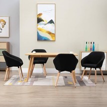 vidaXL Black Fabric Dining Chair Set of Four Sturdy Standard Size Seating - $8,678.59 MXN