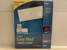 Avery 5160 White Easy Peel Address Labels Laser 1&quot; x 2 5/8&quot; 3000 Labels 100 Shee - £23.25 GBP