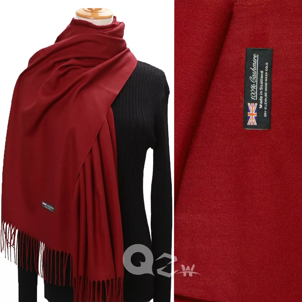 100% Cashmere Oversized Scarf Shawl: Solid Wool Wrap for Women &amp; Men (Da... - $25.00