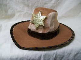 Sheriff Badge Costume Hat Cowboy Western Outlaw Rodeo Deputy Marshall Woody Kids - £14.92 GBP