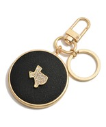 Vegan Leather Crystal Black Gold Texas Keychain Keyring Bag Charm - $20.17 CAD