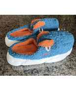 Kids Dinosaur Slippers Boys Fuzzy House Slippers Thick Sole Blue &amp; Orang... - $9.31