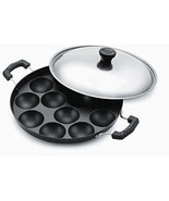 Tabakh AppamPatra Paniyaram Non Stick 12 Appam Pan Stainless Steel Lid 9.5&quot; - £19.24 GBP