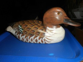 Vintage Hand Carved &amp; Hand Painted SIGNED Wood Duck Decoy Figurine Very Detailed - £28.62 GBP