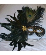 Black Feather Masquerade Ball Mardi Gras Mask - $10.44