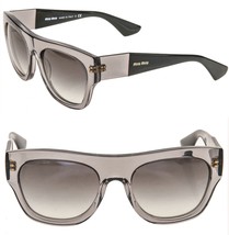 MIU MIU 05P ECLAT Chunky Rectangle Sunglasses MU05PS Black Gray Transluc... - $306.90