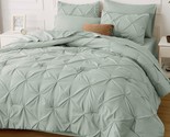 Green Comforter Set Queen - Bed In A Bag Queen 7 Pieces, Pintuck Bedddin... - £96.59 GBP