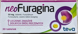 NeoFuragina 50 mg 30 tab lower urinary tract infection 06.2026 damaged packaging - £15.97 GBP