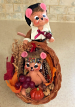 Annalee Dolls Thanksgiving Native American &amp; Pilgrim Mice Cornucopia Centerpiece - £19.90 GBP