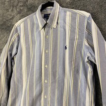 Ralph Lauren Button Up Shirt Mens Medium Blue Striped Classic Fit Preppy... - $13.89