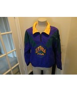 Vtg 90&#39;s FILA Sewn Purple Green COLOR BLOCK Nylon 1/4 Zip Jacket Adult L... - $56.02