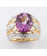 14K Yellow Gold Rhodium Topaz Diamond Cocktail Ring Size 6 - $40,587.67 MXN