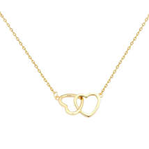18K Gold-Plated Interlocking Heart Pendant Necklace - £10.44 GBP