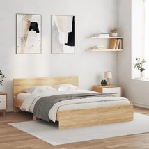 Bed Frame with Headboard Sonoma Oak 150x200 cm King Size - £103.78 GBP