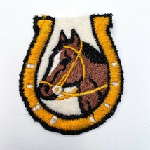 Vintage Embroidered Stitched Patch Horse &amp; Horseshoe Good luck Equestrian - $14.20