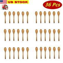 36 Pc 5 inch Natural Bamboo Spoon Small Wooden Spoon Dessert Ice Cream Kids Gift - £11.10 GBP