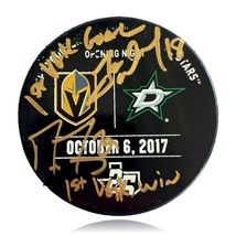 Vegas Golden Knights 1st Ever Game Used 10/6/2017 Stars Puck Signed Fleu... - £11,381.38 GBP