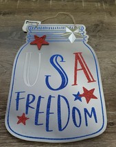 &quot;USA FREEDOM &quot; Wall Decor Red white and Blue GLITTER Mason Jar. Wall Han... - £11.51 GBP
