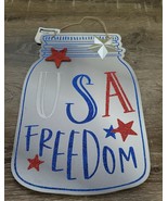 &quot;USA FREEDOM &quot; Wall Decor Red white and Blue GLITTER Mason Jar. Wall Han... - £11.54 GBP