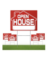 Open House Real Estate Signs – 5 Double Sided Red Property Yard Sign Wit... - $19.79