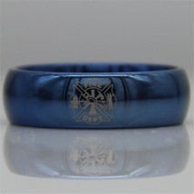 Free Shipping Hot Sales 8MM Blue Dome Comfort Fit Fireman Design FireFighter Tun - £30.94 GBP