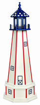 Patriotic Lighthouse - Working White w/ Red Stripes &amp; Stars Blue Top Amish Usa - $216.97