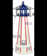 PATRIOTIC LIGHTHOUSE - Working White w/ Red Stripes &amp; Stars Blue Top AMI... - £172.92 GBP