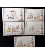 Vintage Shackman  Girl Basket puppy and cat Greeting Cards - Lot of 5 - £7.08 GBP