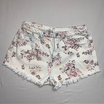Super High Rise Floral Jean Shorts Women’s 10 Raw Distressed Hem Ripped ... - $26.73
