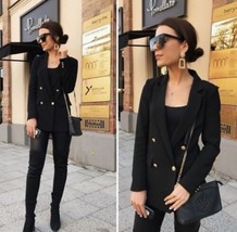 Zara Double Breasted Frock Coat Long Blazer Dress Jacket Blogger&#39;s Favorite Sz S - £66.52 GBP