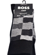 Hugo Boss Men&#39;s Italy 2 pack Black Gray Plaid Finest Cotton Socks  One S... - £24.55 GBP