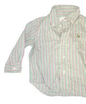Ralph Lauren Baby Boys Striped Button Down Shirt Green Pink 12M Polo image 2
