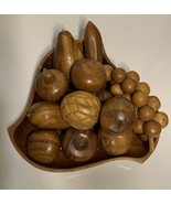 Leilani&#39;s Wooden Monkey Pod SET 12 Fruit Bowl Hand Carved Folk Art VTG R... - $42.54