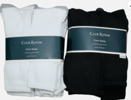 Club Room 12 Pack Cushioned Foot Men&#39;s Socks OSFM NWT - 12 Black or 12 W... - $243.08 MXN