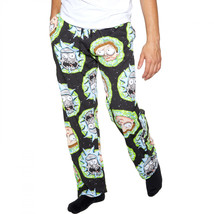 Rick And Morty and Portals Pixelated All Over Print Sleep Pants Black - £24.26 GBP